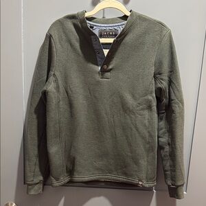 Jachs Olive Green Sherpa Lined Waffle Henley